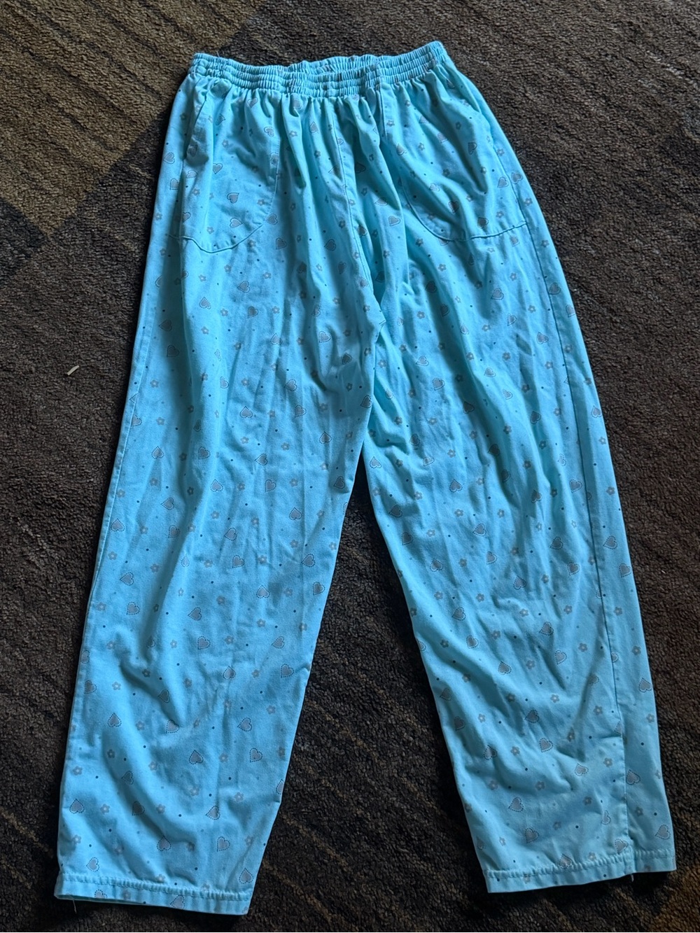 Girls Blue Heart Print Elastic Waist PJ Pants size 10/12